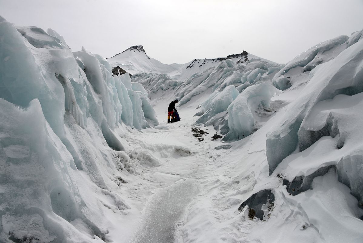 54 Climbing Sherpa Lal Singh Tamang Leads The Way Through The Broken Up East Rongbuk Glacier On Our Day Trip From Mount Everest North Face ABC To Raphu La